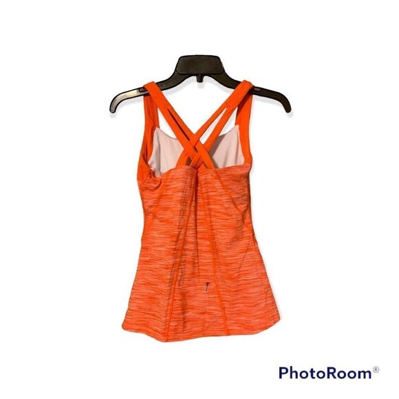 Lucy Athletic Cross Back Tank Stripe Orange Pink XS - Picture 2 of 3